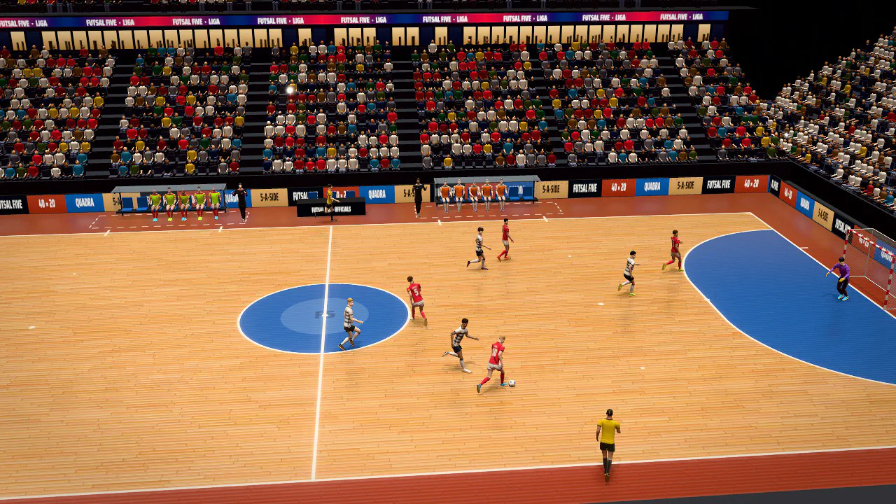 Futsal Five in play, seen from the broadcast camera